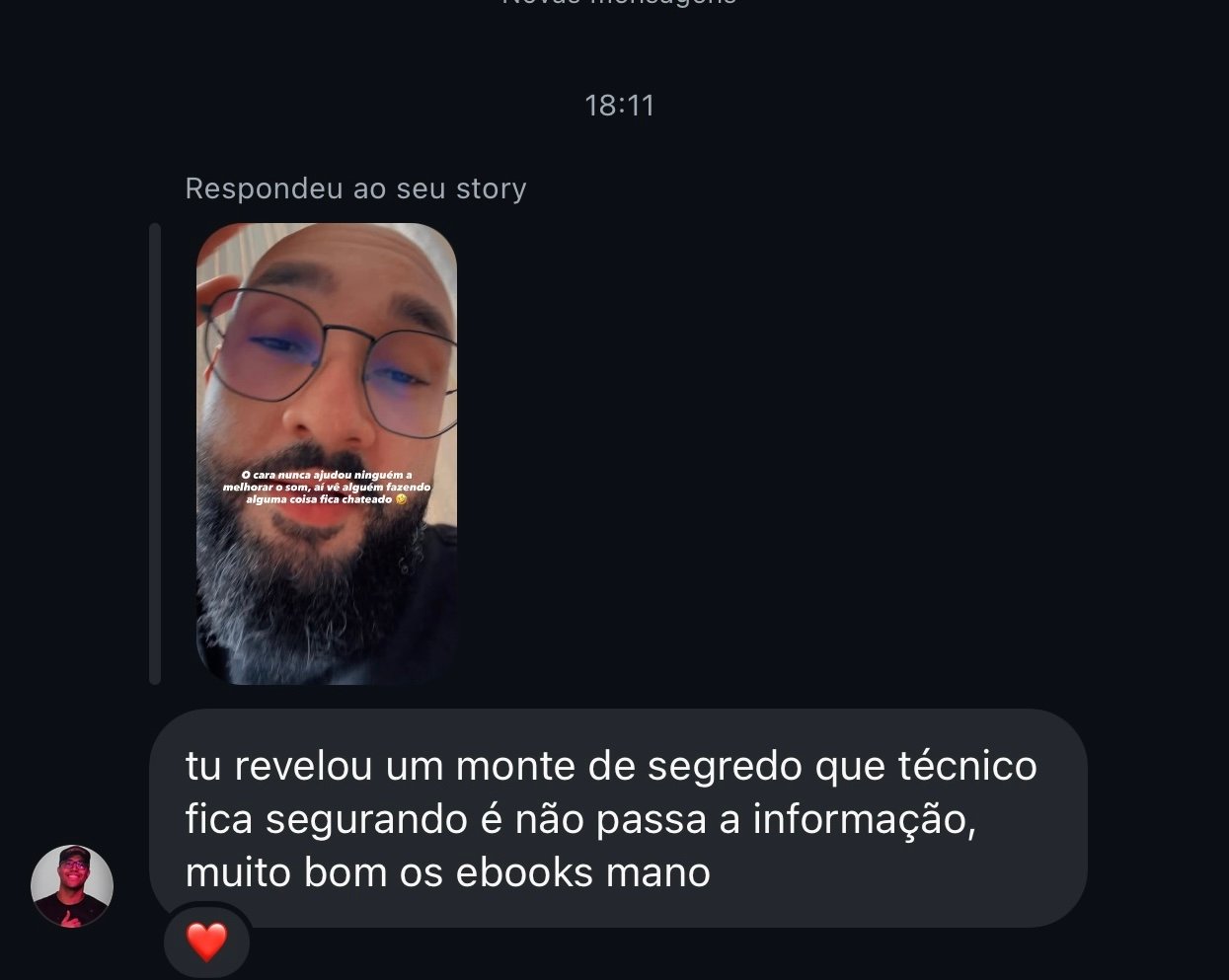Depoimento real 1 recebido via Instagram